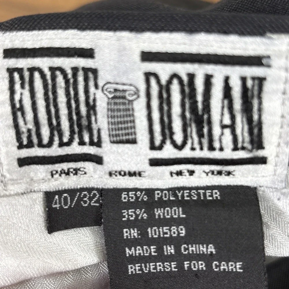 Eddie Domani Dark Gray Super 120s Fratelli Wool Pleated Cuffed Dress Pants 37x27